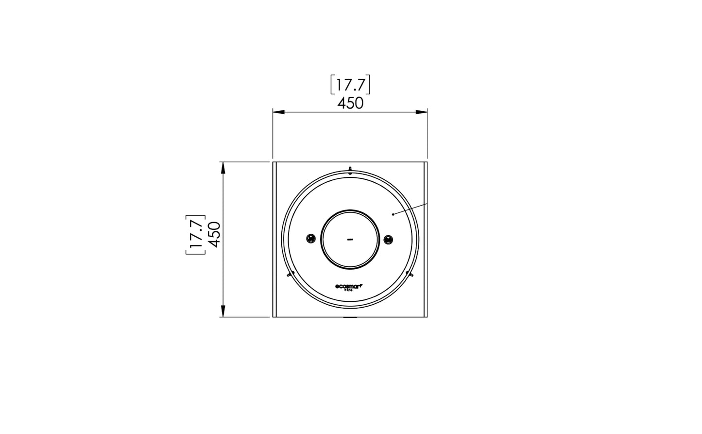 Technical drawing of a circular component with dimensions on a white background