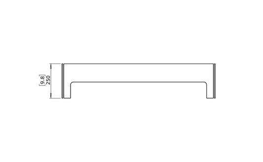 Line drawing of a rectangular object with dimensions on a white background