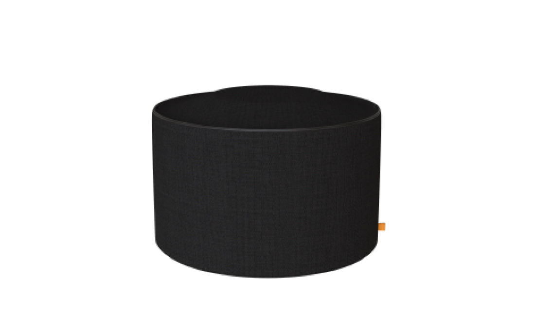 Black cylindrical container on a white background