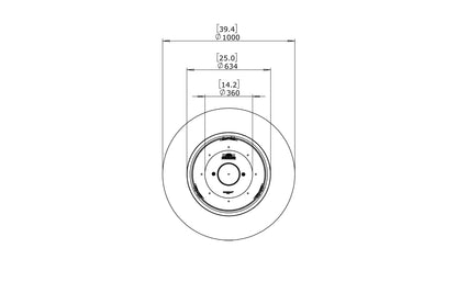 Technical drawing of a brake disc with dimensions