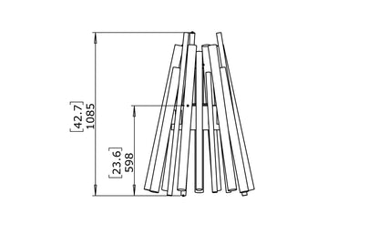 Technical drawing of a fire pit with dimensions