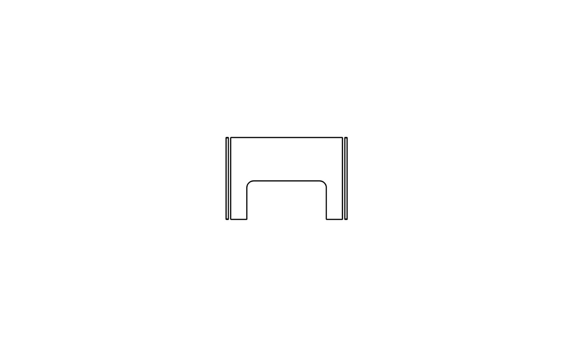 Outline of a rectangular object with rounded corners on a white background