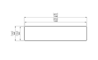 Technical drawing of a rectangular component with dimensions