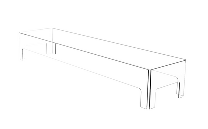 Line drawing of a modern glass coffee table on a white background