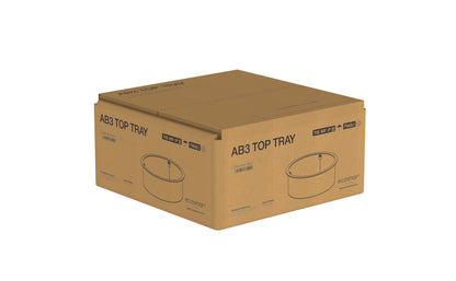 Cardboard box labeled 'AB3 Top Tray' on a white background