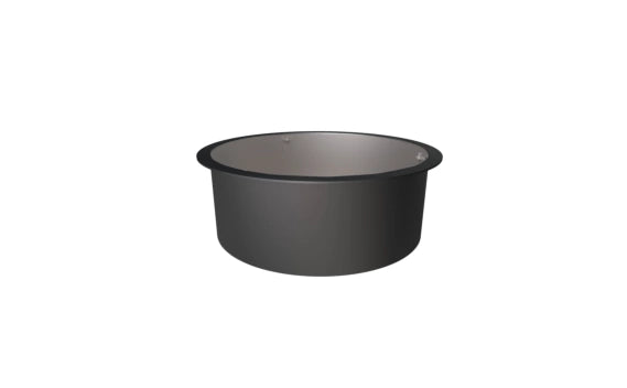 Black metal bowl on a white background