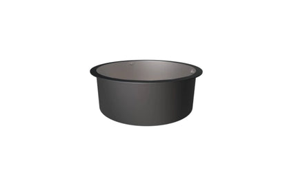 Black metal bowl on a white background