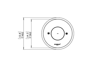 Technical drawing of a circular component with dimensions and Scaglione branding.