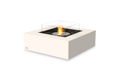 White fire pit table with flames on a white background