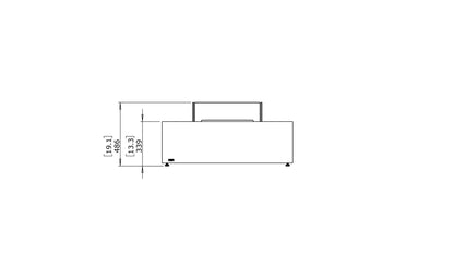 Line drawing of a fire table with dimensions