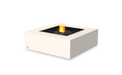 Square fire pit table with flames on a white background