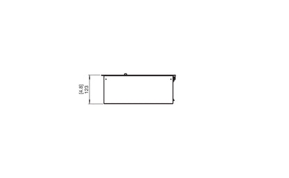 Technical drawing of a rectangular component with dimensions on a white background