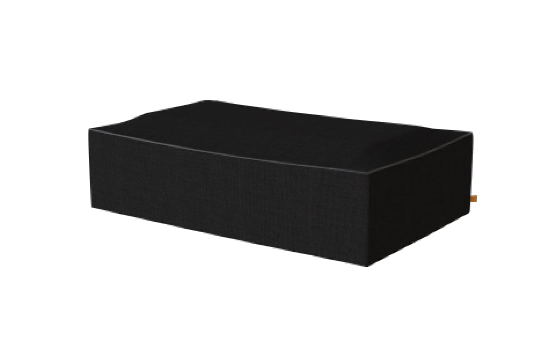 Black rectangular ottoman on a white background