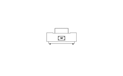 Simplified line drawing of a rectangular object with a smaller rectangle inside on a white background