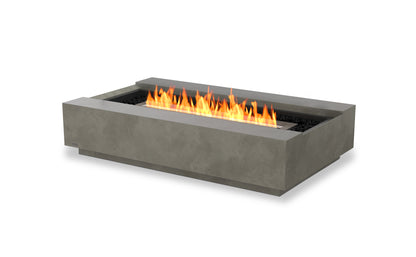 Concrete fire pit with flames on a white background