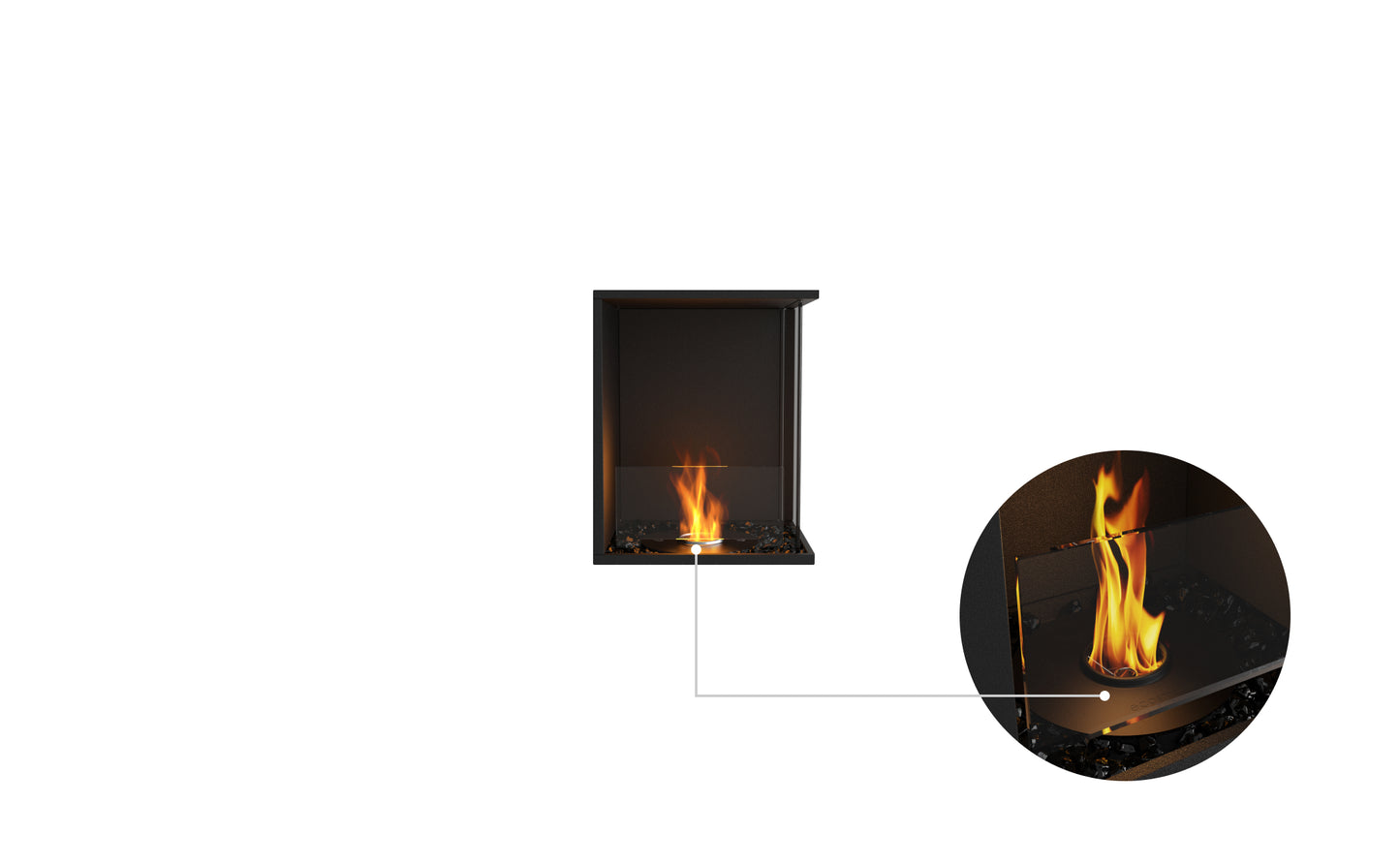 EcoSmart Fire Flex 18RC Right Corner Ethanol Fireplace Insert - 419mm width viewing area