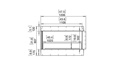EcoSmart Fire Flex 42LC Left Corner Ethanol Fireplace Insert - 1106mm width viewing area