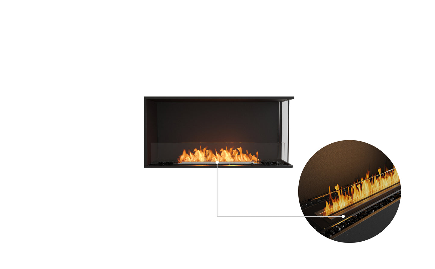 EcoSmart Fire Flex 42RC Right Corner Ethanol Fireplace Insert - 1106mm width viewing area