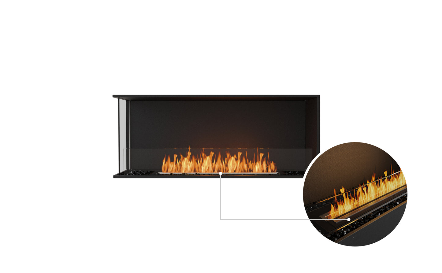 EcoSmart Fire Flex 50LC Left Corner Ethanol Fireplace Insert - 1311mm width viewing area