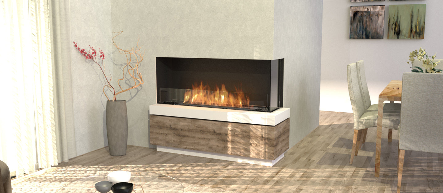 EcoSmart Fire Flex 18RC Right Corner Ethanol Fireplace Insert - 419mm width viewing area