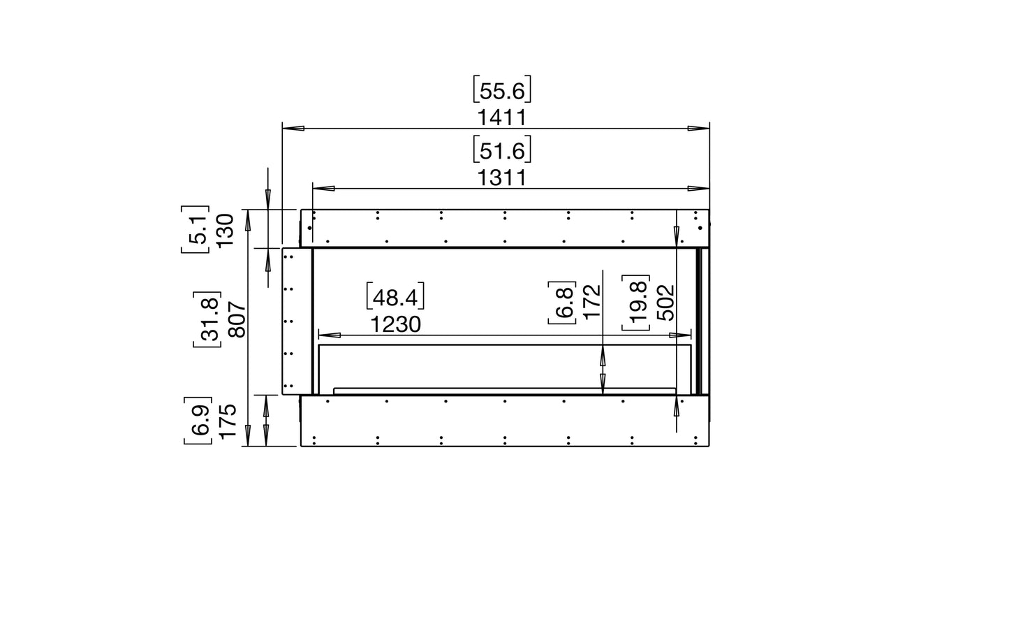 EcoSmart Fire Flex 50RC Right Corner Ethanol Fireplace Insert - 1311mm width viewing area