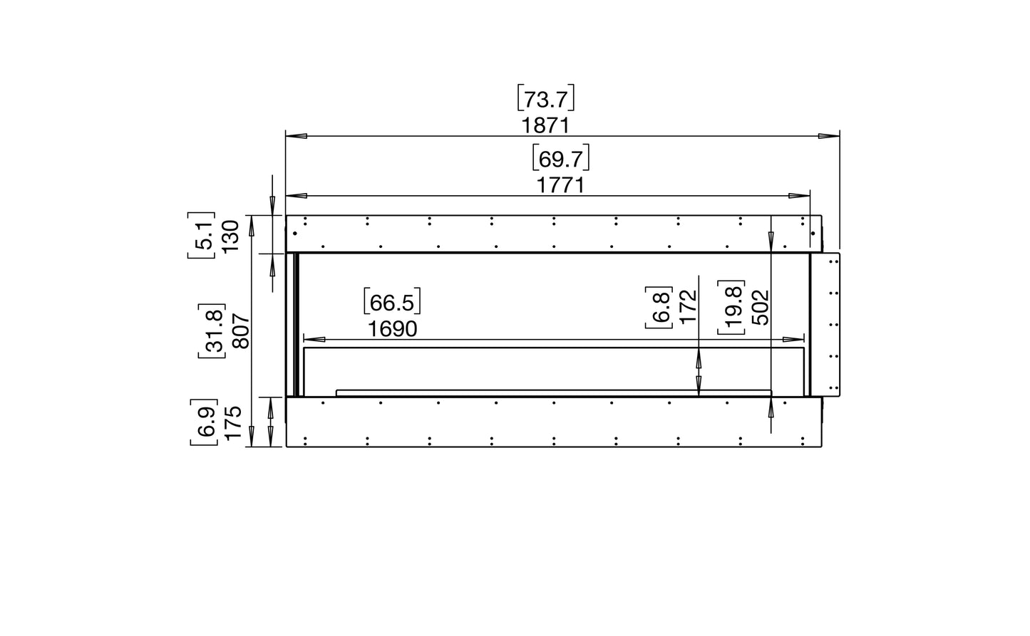 EcoSmart Fire Flex 68LC Left Corner Ethanol Fireplace Insert - 1771mm width viewing area