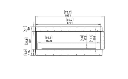EcoSmart Fire Flex 68LC Left Corner Ethanol Fireplace Insert - 1771mm width viewing area