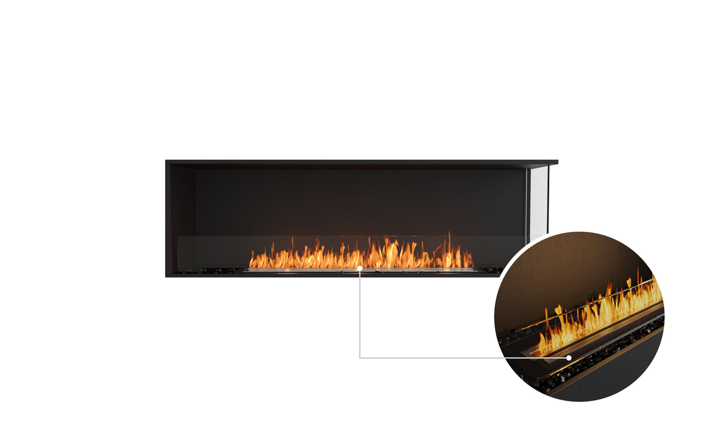 EcoSmart Fire Flex 68RC Right Corner Ethanol Fireplace Insert - 1771mm width viewing area