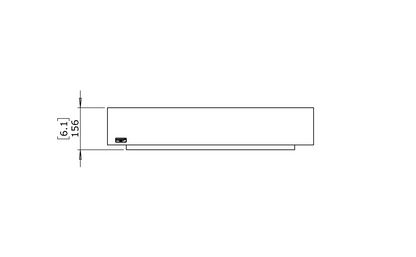 Technical drawing of a rectangular object with dimensions on a white background