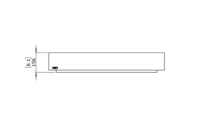 Technical drawing of a rectangular object with dimensions on a white background