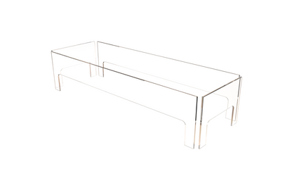 Clear acrylic display case on a white background