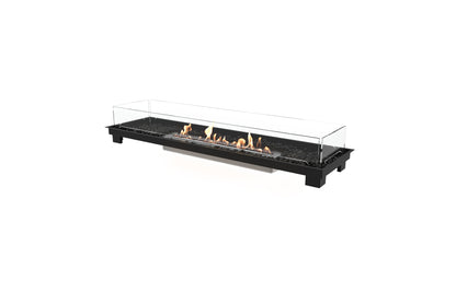 Modern ethanol fireplace with glass cover on a white background
