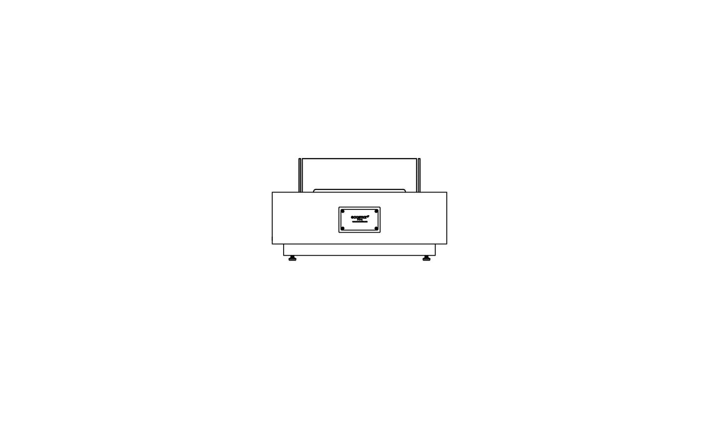 Simplified line drawing of a television set on a white background