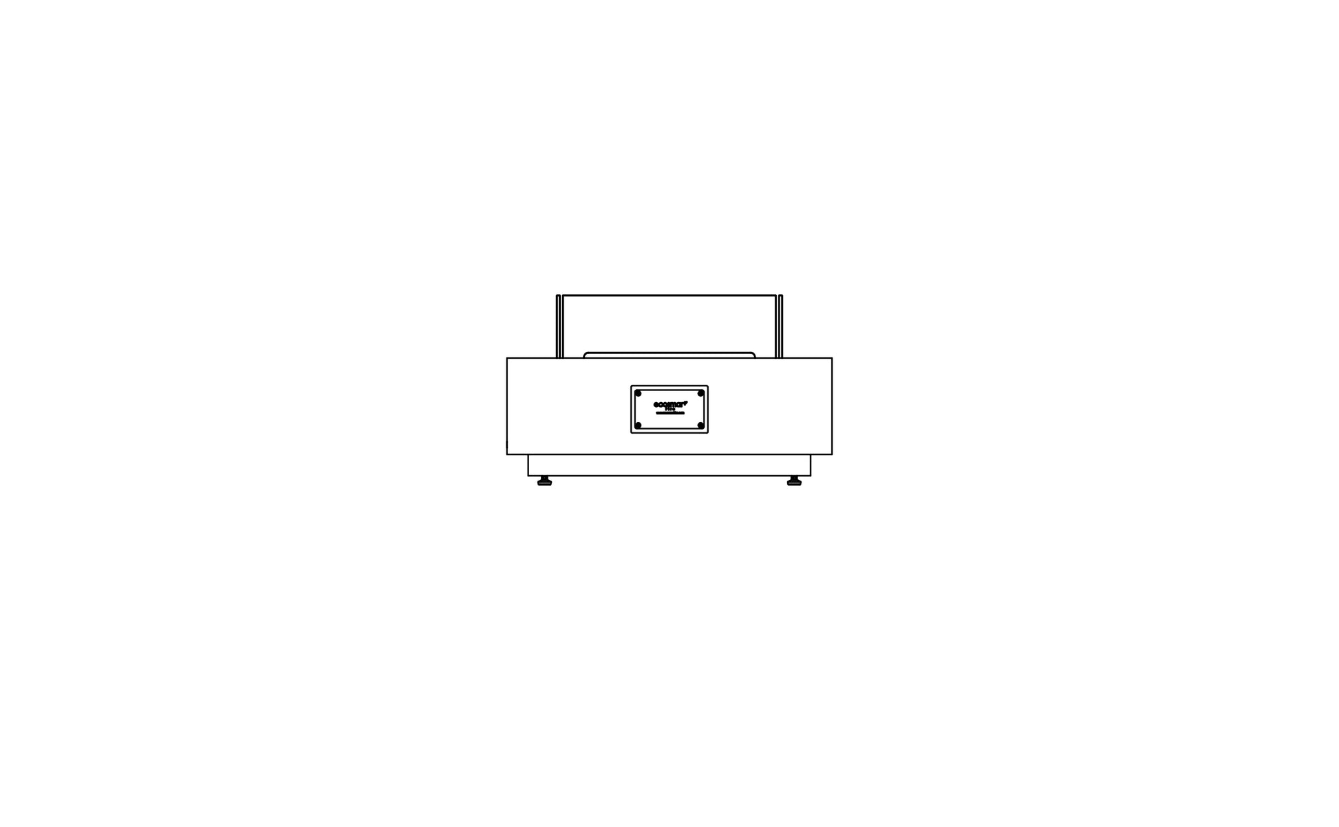 Simplified line drawing of a television set on a white background