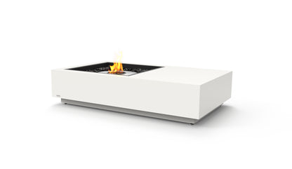 White fire pit table with flames on a white background