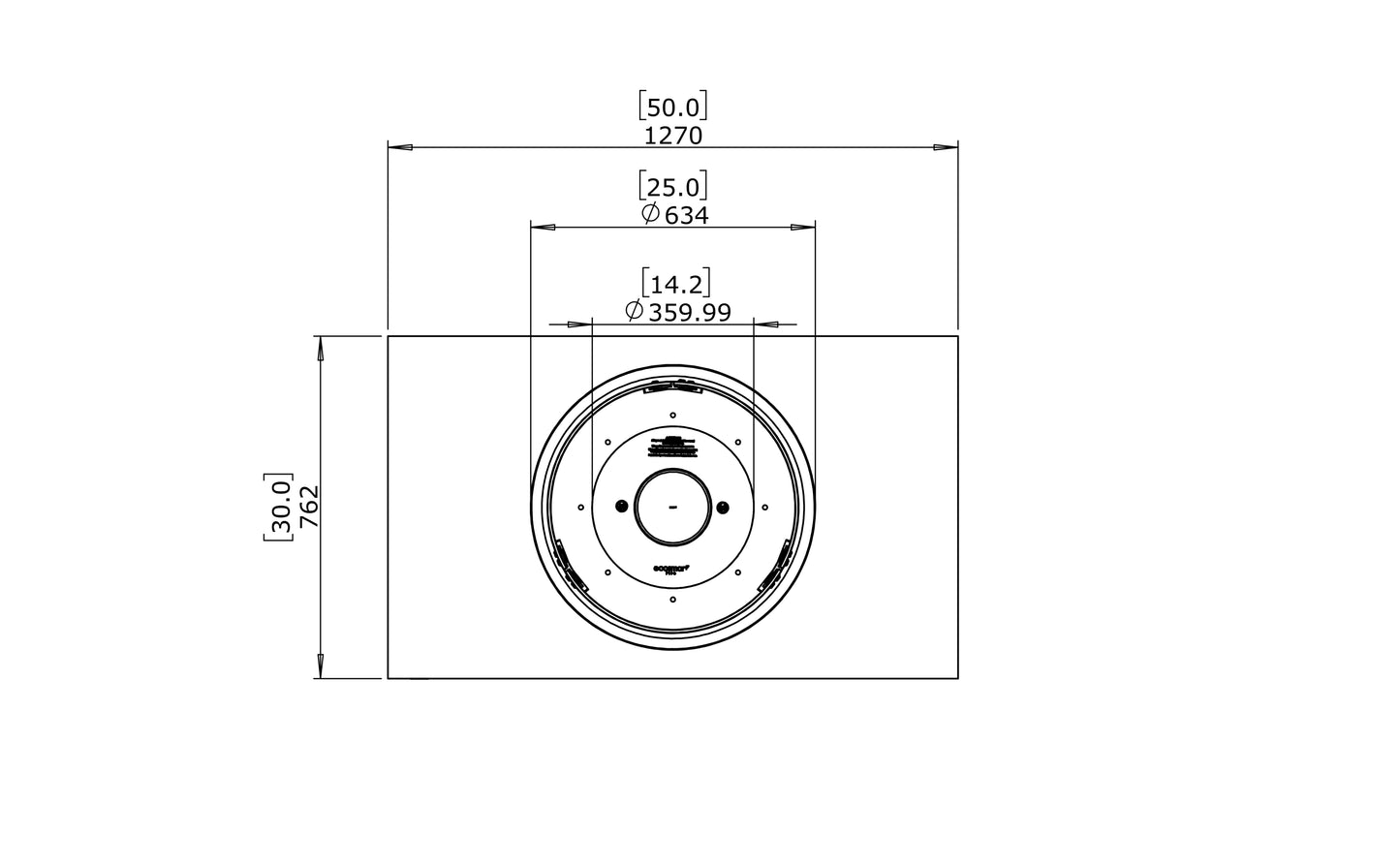 Technical drawing of a circular component with dimensions