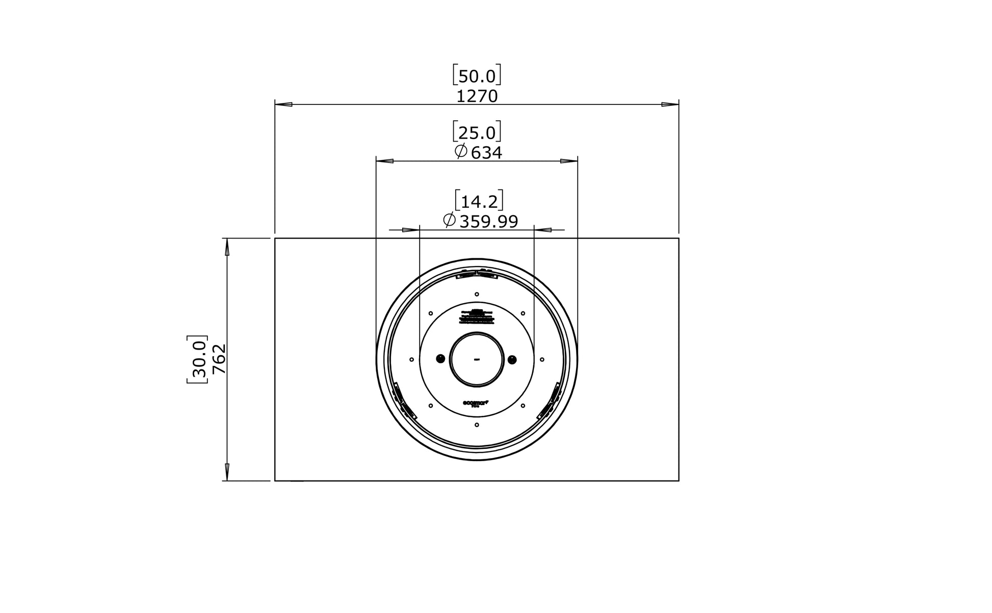 Technical drawing of a circular component with dimensions