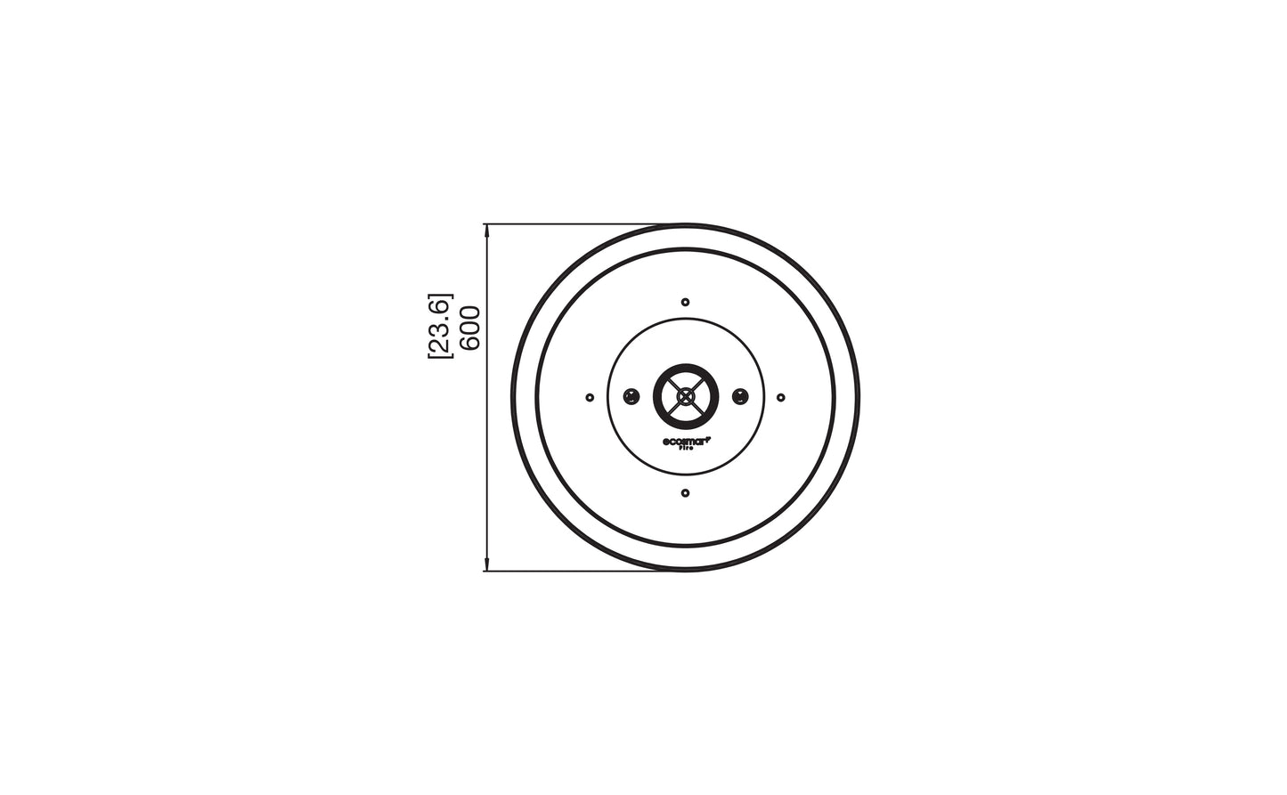 Technical drawing of a circular component with dimensions on a white background
