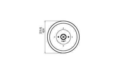 Technical drawing of a circular component with dimensions on a white background