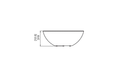 Technical drawing of a curved surface with dimensions on a white background