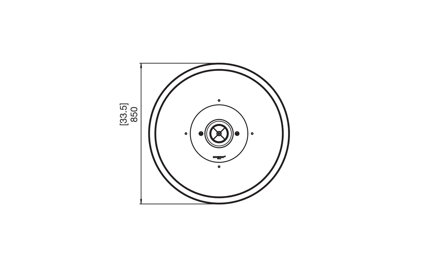 Technical drawing of a circular component with dimensions on a white background