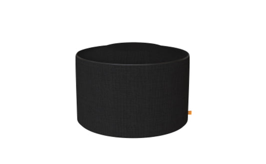 Black cylindrical container on a white background