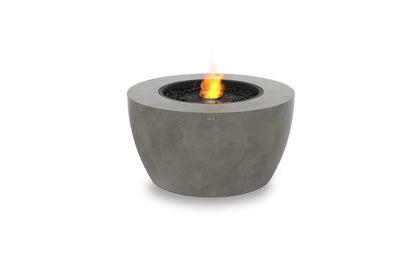 Concrete fire pit with flames on a white background