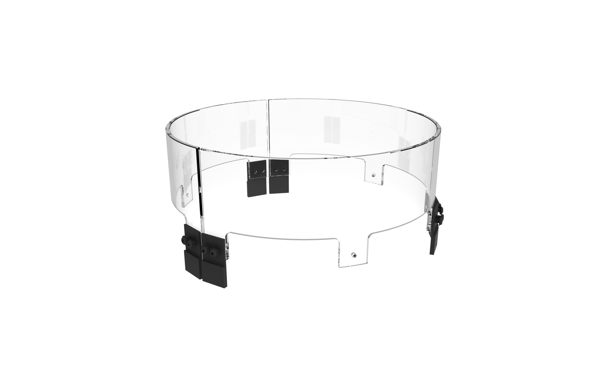 Clear plastic visor with black straps on a white background
