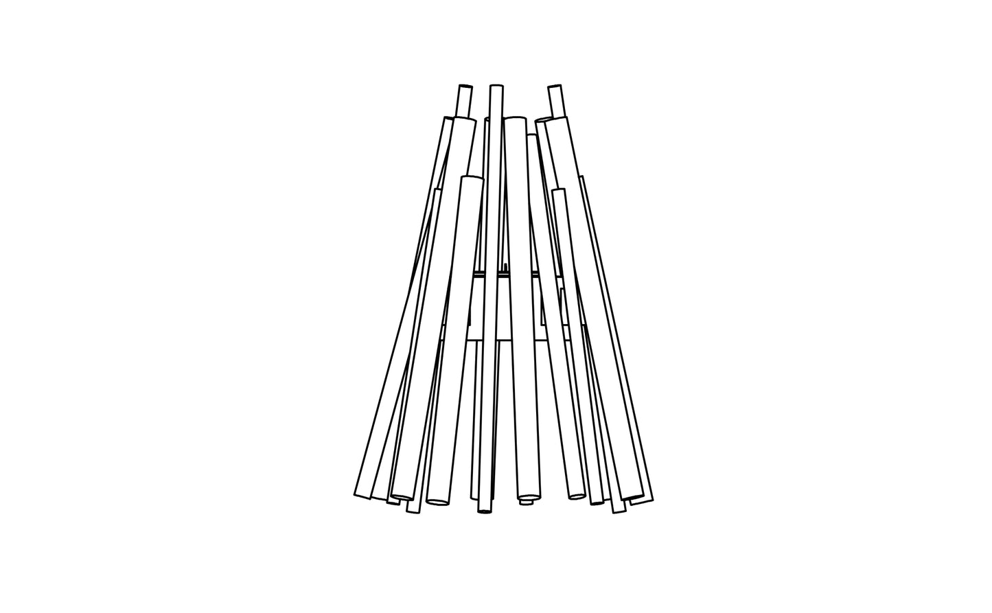 Line drawing of a fire pit with logs on a white background