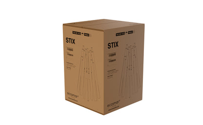 Cardboard box with 'STIX' branding on a white background