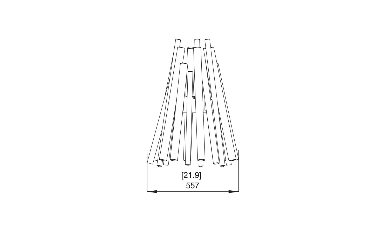 Line drawing of a fire pit with dimensions on a white background