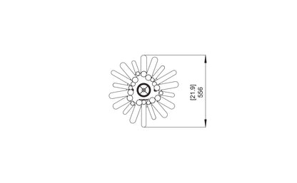Technical drawing of a circular component with measurements on a white background