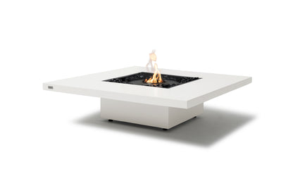 White fire pit table with flames on a white background