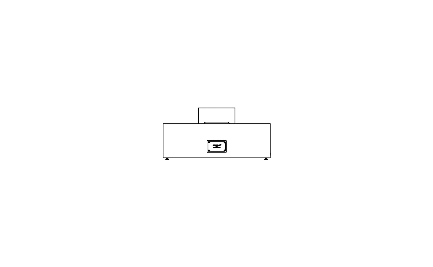 Simplified line drawing of a fireplace on a white background